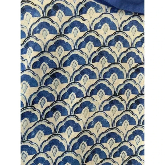 Sigrid Olsen 100% Linen Blouse Size Medium Blue white 3/4 Sleeve Shirt Resort - Picture 6 of 10